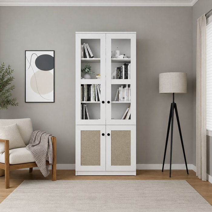 Hanah Home Lisa 1600-202 Armario Multiusos Blanco con Puertas de Vidrio